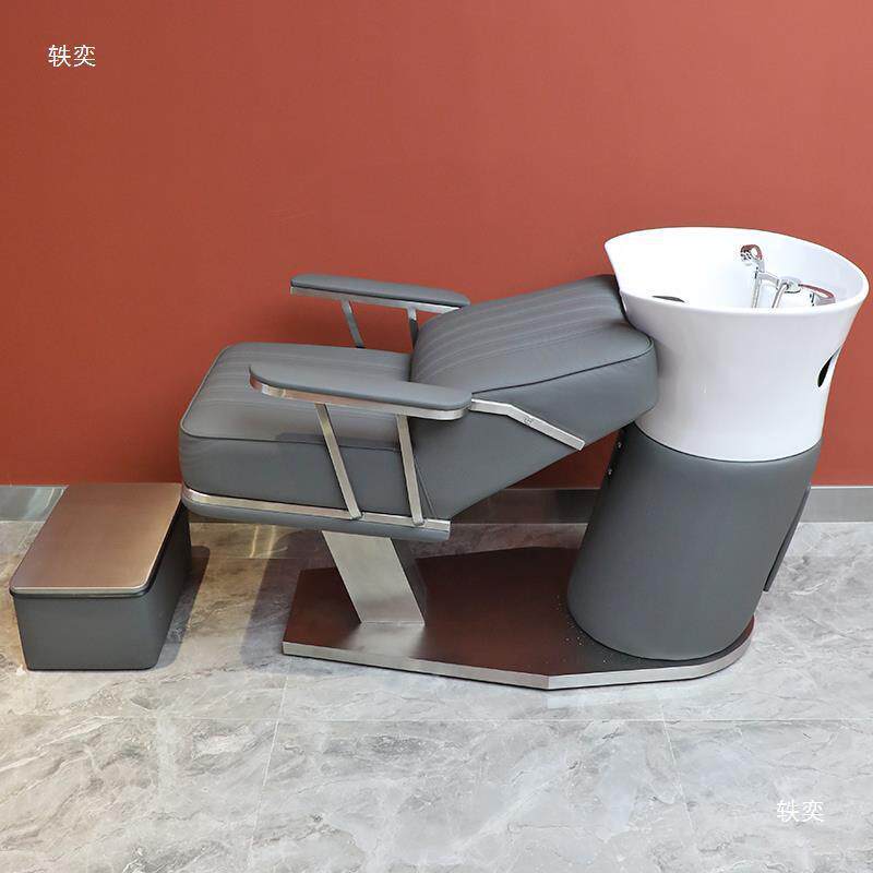 陶瓷盆洗头床理804美发德店发坐式半躺发廊店不锈钢冲水垒株