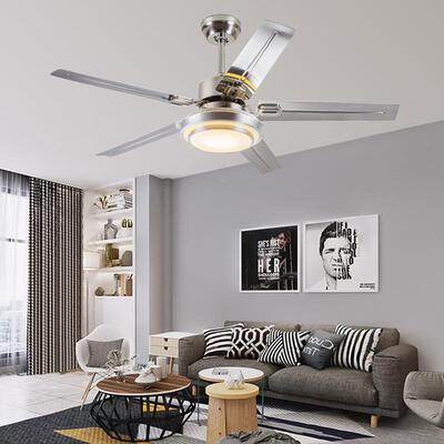 风美式扇餐厅吊灯不锈钢古轻78奢客厅卧室扇铜吊灯复古大风力风扇