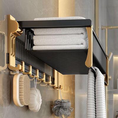 免打孔ZHF浴室置架壁挂太空铝卫生间宫风架毛巾套装组廷合装挂物