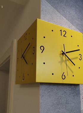 简创意aftR3kSc转角双面挂约两钟面钟表挂时钟客厅静音网红拐角钟