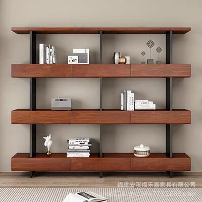 架实木靠墙书客厅铁艺置物入户玄tb-72011关隔断展示架落地书柜架