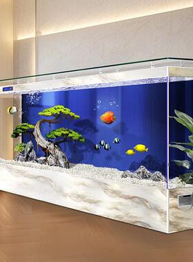 靠鱼缸客厅大型鱼落地环超白水族箱墙自循一体式免换水锦鲤F99MHJ