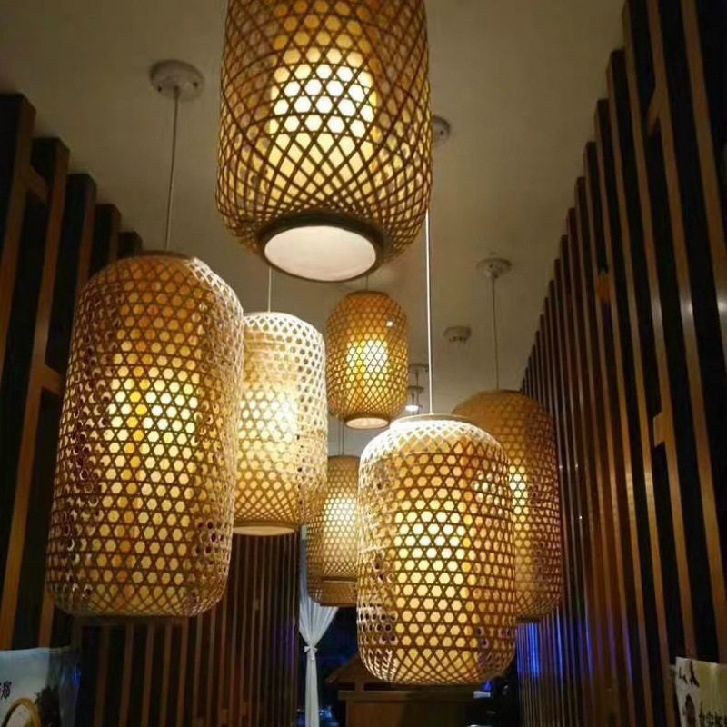 灯笼竹编灯竹灯罩竹吊灯中式仿古茶楼餐厅火锅店农家乐灯一件批发