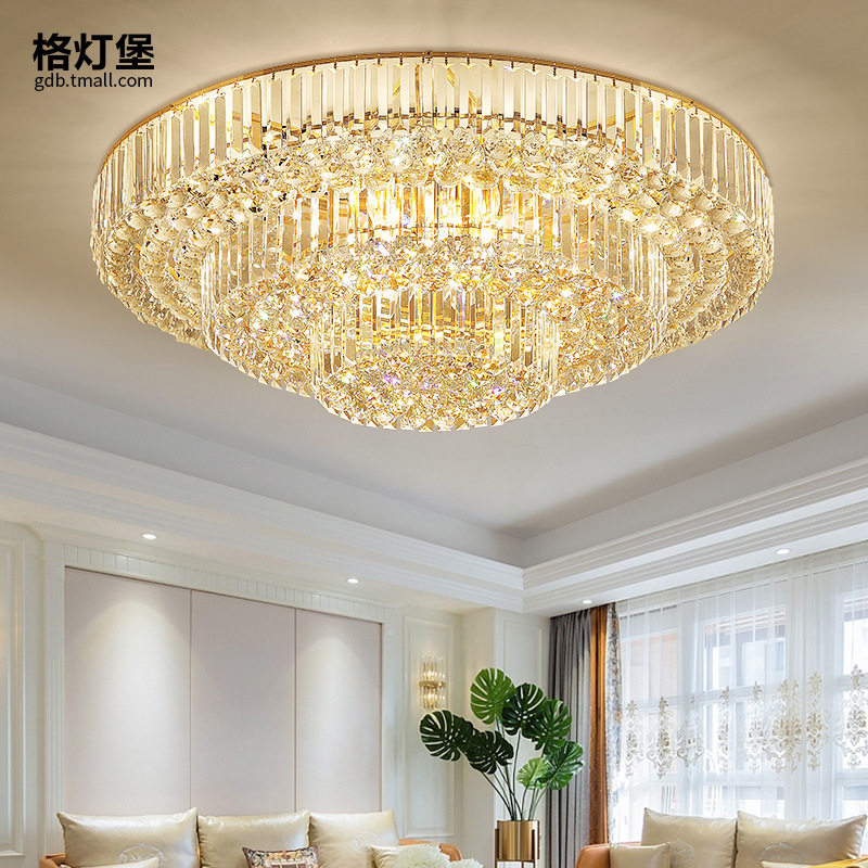 客厅灯水晶灯led吸顶灯现代简约大气家用圆形奢华餐厅卧室灯具
