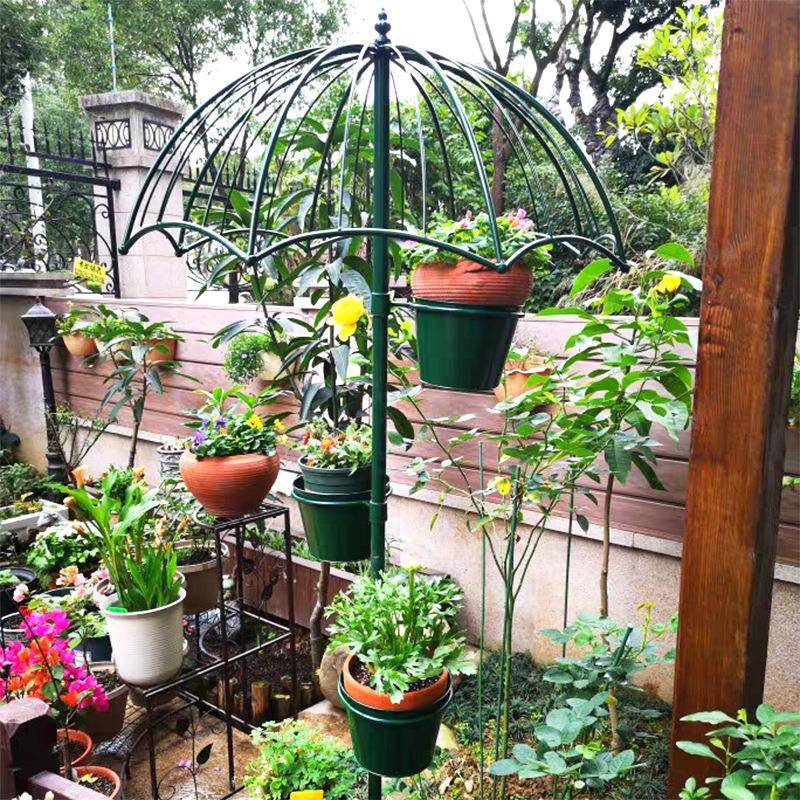 阳台花店装饰摆件家美式铁雨伞花架艺居创意伞花架落地植物花架雨