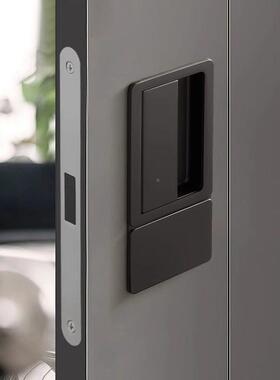 嵌1入式极简隐形简约锁平面静音室内房黑色门把卧室门木门手锁具