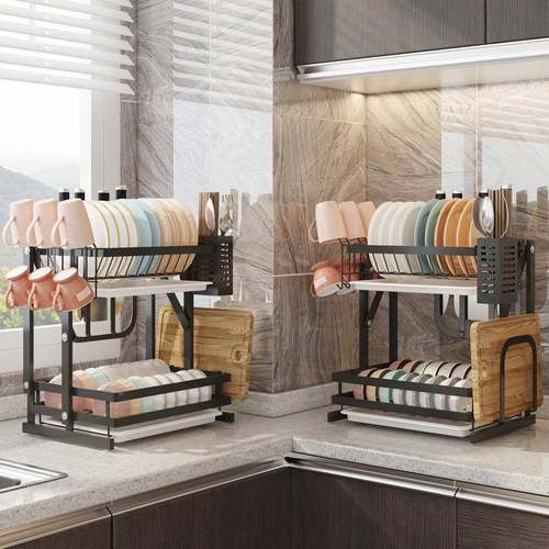 厨房多台面折叠碟DF-WDJ00收架不锈钢二碗层免安装壁层挂沥水纳架