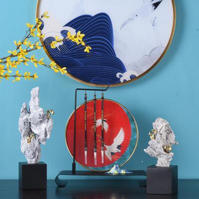 软装饰品湖石摆件中古式家新居书RD5293柜太茶几博架树脂工艺品中