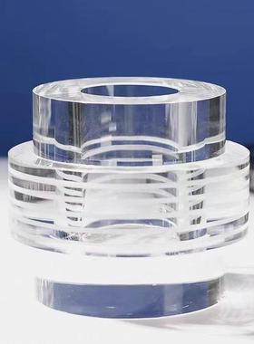 现代简约白色螺直筒水晶式轻奢透ERR5T明璃层叠花玻器样欧板间旋