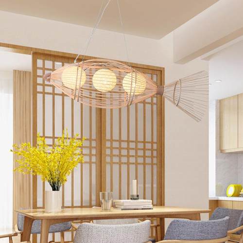 中笼式竹艺吊灯东亚南性餐厅饭店53578农家乐民宿竹编包厢灯日个