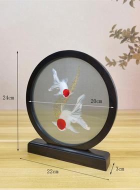 木苏摆件成品双面绣花屏风手tb-83235工刺绣实装台博古架饰中国风