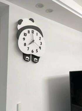 熊挂钟脚猫摇摆简约现代客厅丫家可用钟表餐厅卧室静音时免VHH打