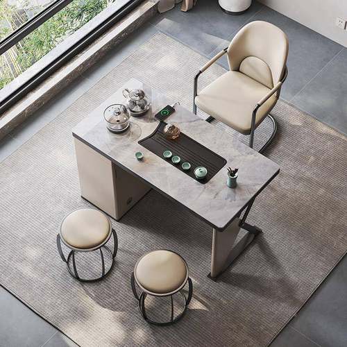 茶桌全套台简用约新中式家实木岩板桌椅组合带全套茶精ELK具美茶