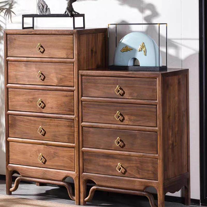 新中式全实木五柜现轻奢黑胡桃卧室家具简约柜DG-598收纳储代物四