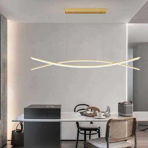 饭餐桌店吧灯台吊简约轻奢铝材眼不锈963钢线条形护120一字餐厅吊