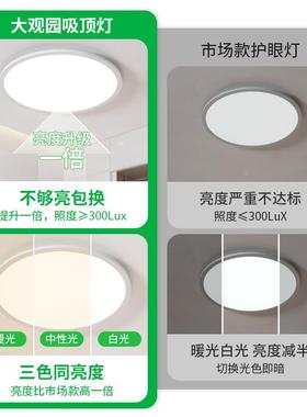 客厅灯吸顶现灯代简约端薄家用超护眼卧室大厅主灯中山灯89431具0