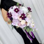 西式 LY202蝴蝶玫结婚拍照布水滴瑰下垂 高兰档仿真新娘瀑手捧花SP