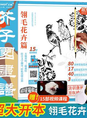 新版芥子园画谱翎毛花卉篇 工笔画白描底稿临摹本 国画白描描摹本