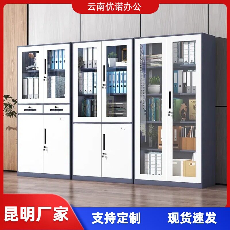 昆明铁皮柜文件柜钢制加厚办公室资料柜财务凭证柜档案储物柜厂家图片