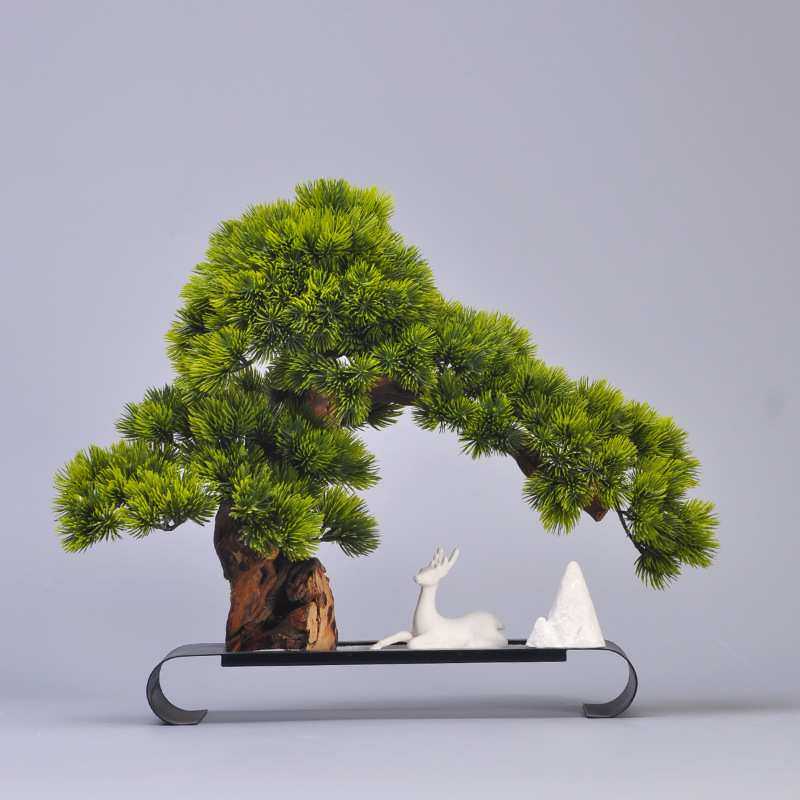 仿真植物盆景美人松崖柏罗汉松室内办公家居客厅摆件酒店玄关装饰