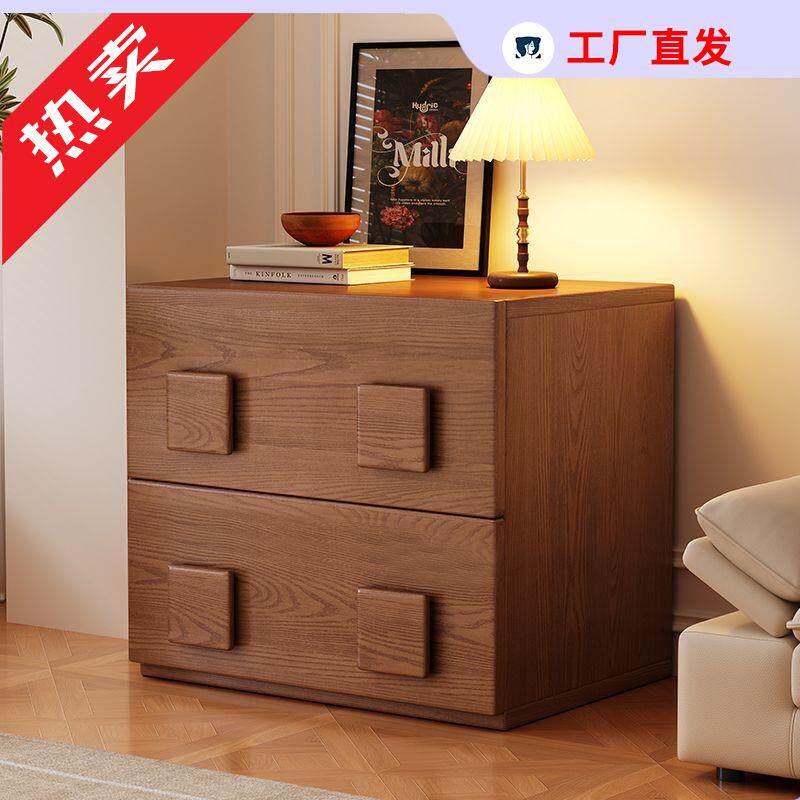 中古风实木床头柜模块组合落地柜客厅家用实木电视柜多功能储物柜