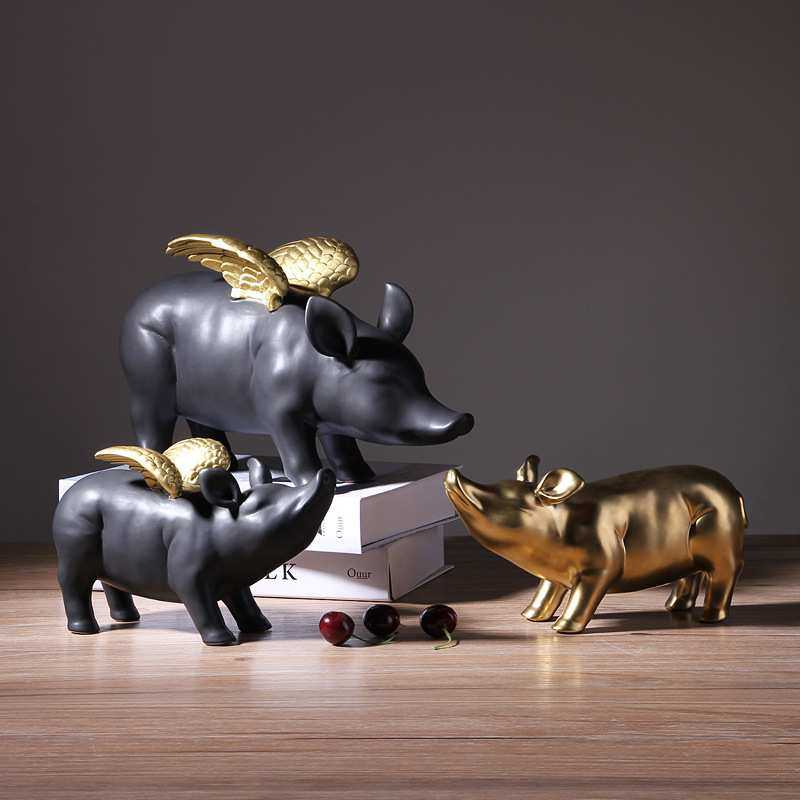 北欧猪年创意客厅摆件美式玄关电视柜酒柜卧室酒店装饰礼物,模玩/动漫/周边/娃圈三坑/桌游,模型制作工具/辅料耗材,淘宝优惠券,粉丝福利购,淘宝优惠卷