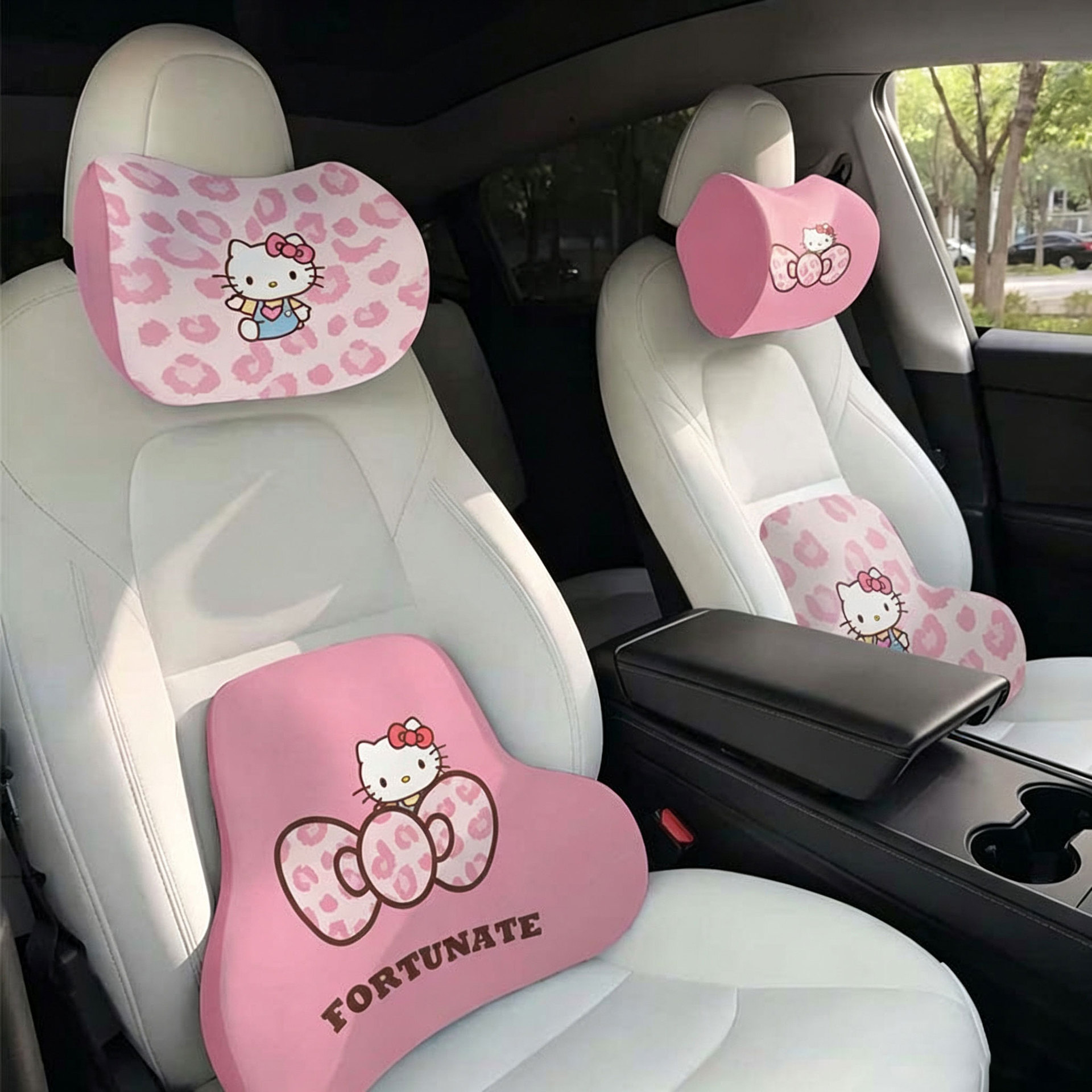 kitty汽车腰靠座椅护腰枕车载抱枕女生汽车饰可爱记忆棉头枕靠垫