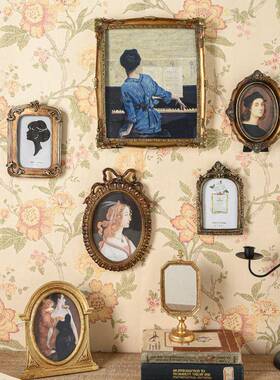 美式复古宫廷树脂相框家居软装壁挂文艺仿木轻奢浮雕画框挂饰