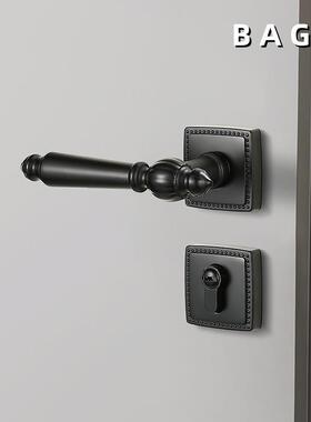BAG房BA9-306H磁吸门锁门卧室锁具内静室法美式音实木家用黑色把