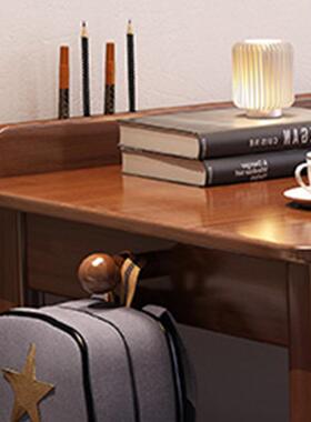 北欧in风实木书桌简约家用中室字小学生学习写桌卧台式HAQ电s脑桌