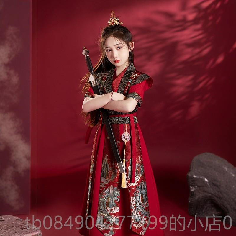 高档原创夏薄款短袖儿童中风英姿飒爽花木兰侠新客款演出古服装国图片