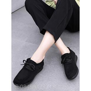 高档老京鞋冬季加绒加厚布保暖系带妈北妈棉鞋厚底软底女工作鞋豆