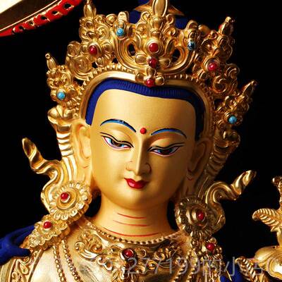 高档文殊萨佛像 西藏品 精工全鎏金黄铜佛像摆用件文殊普普菩萨10