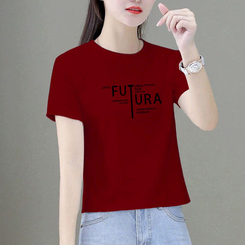 女士t恤夏季安可拉红正肩
