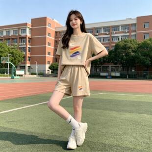 韩版短袖短裤运动套装女2026新款休闲时尚宽松大码一整套穿搭夏装