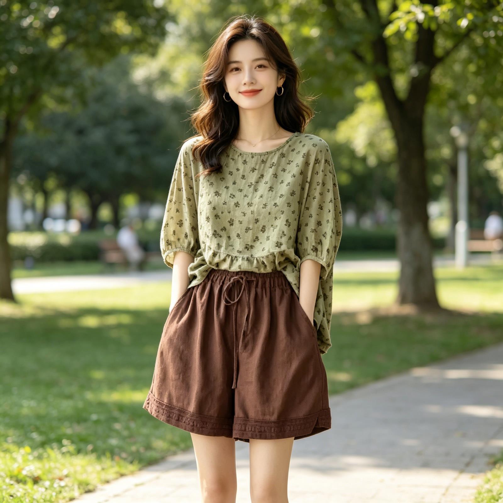 松紧腰短裤女外穿夏季薄