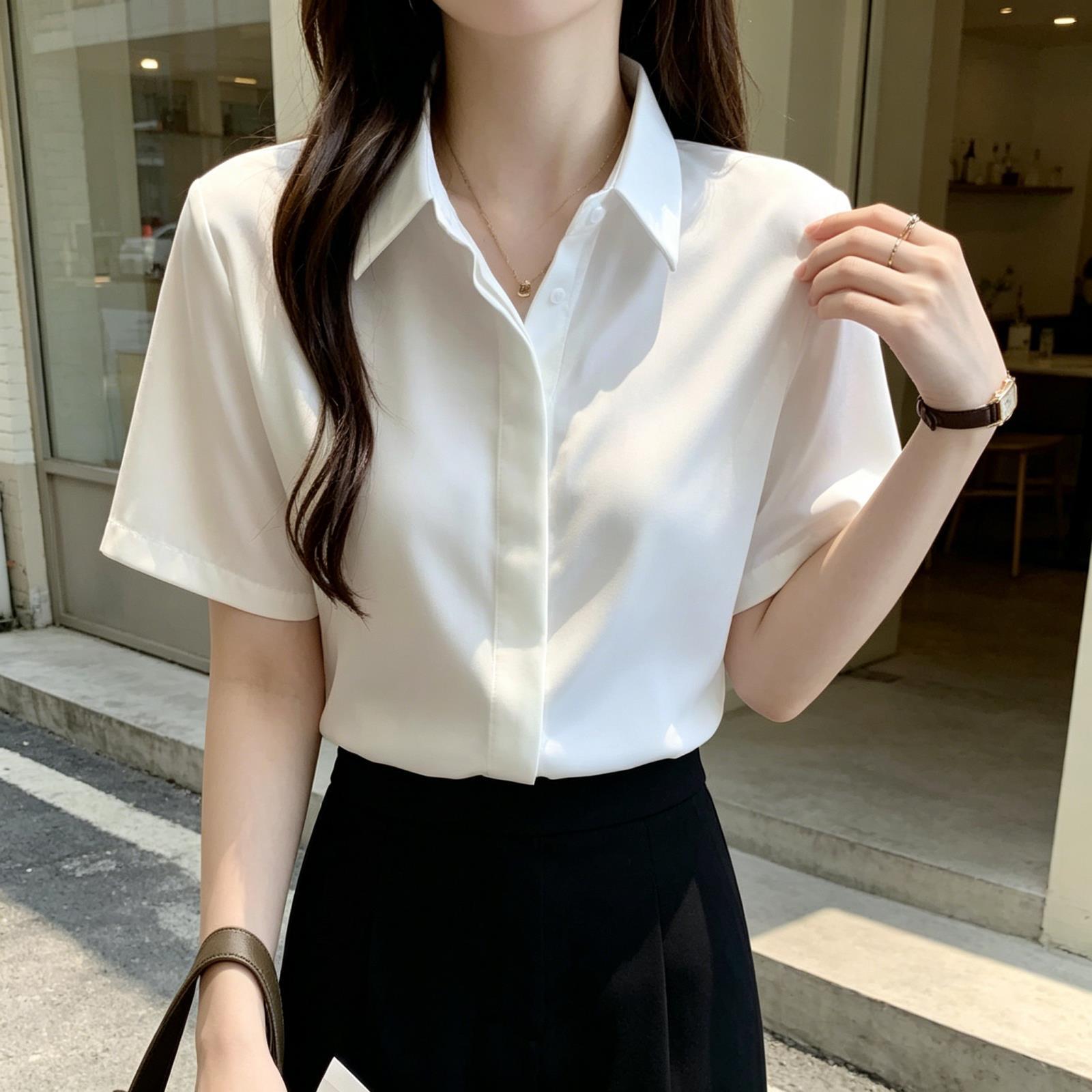 短袖雪纺衬衫女白色2026