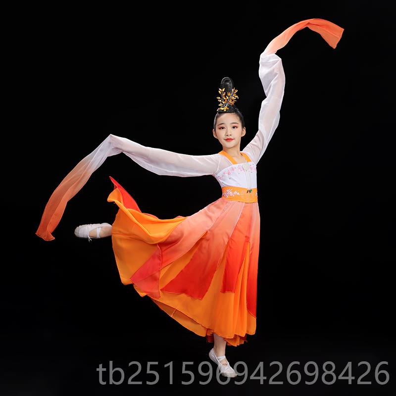 高档古典舞演出女飘逸水袖采薇舞服舞蹈中国风练服功服大摆裙蹈裙 - 实物图