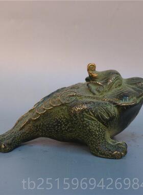 高档金蟾纯黄公铜铜器品家具客厅办室汽车内饰摆件手茶宠精小把件