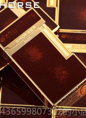 正品国hor法se正品纯黄铜朗声打火机男防风超薄神气骏充创意个性