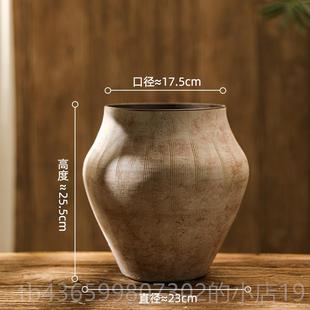 正品德镇陶瓷花瓶覆古旧手工手刻意花器诧寂风花盆家用禅客景厅做