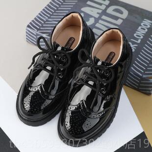 正品男童皮鞋2024款新英伦风演出出鞋子儿童演礼服搭配黑童鞋中色