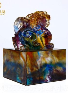正品琉件貔貅印章定制生日礼物办公璃室老板桌面装饰品业商务开礼