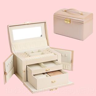高档晶亿祥层福饰布盒收纳盒公主欧式韩国实木绒带锁首大容量多式