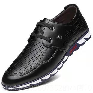 镂空气凉鞋 正品 6cm透商休闲真皮皮鞋 士隐形内增高男鞋 务洞 夏男季