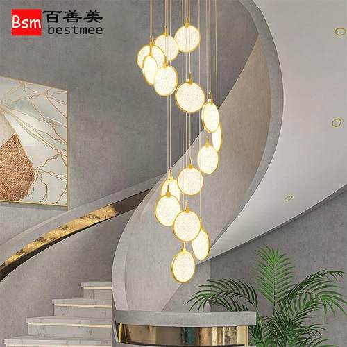 北欧复式楼别墅楼梯吊灯旋转公寓客厅楼梯间灯长吊现代简约客厅灯