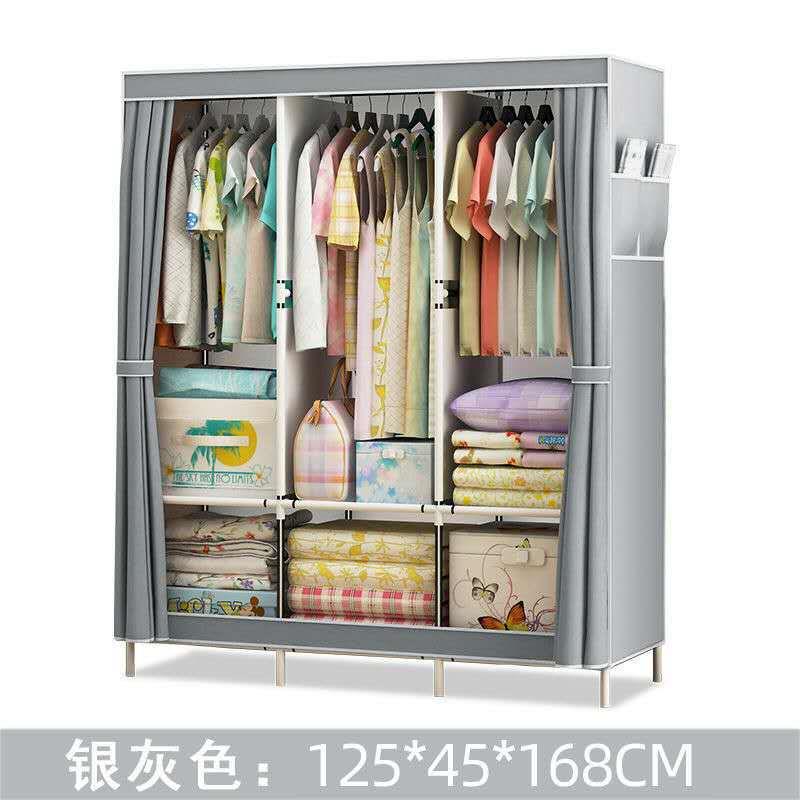 创瑞佳简易衣柜时尚无纺布防尘收纳衣橱挂衣柜衣架钢架组合折叠