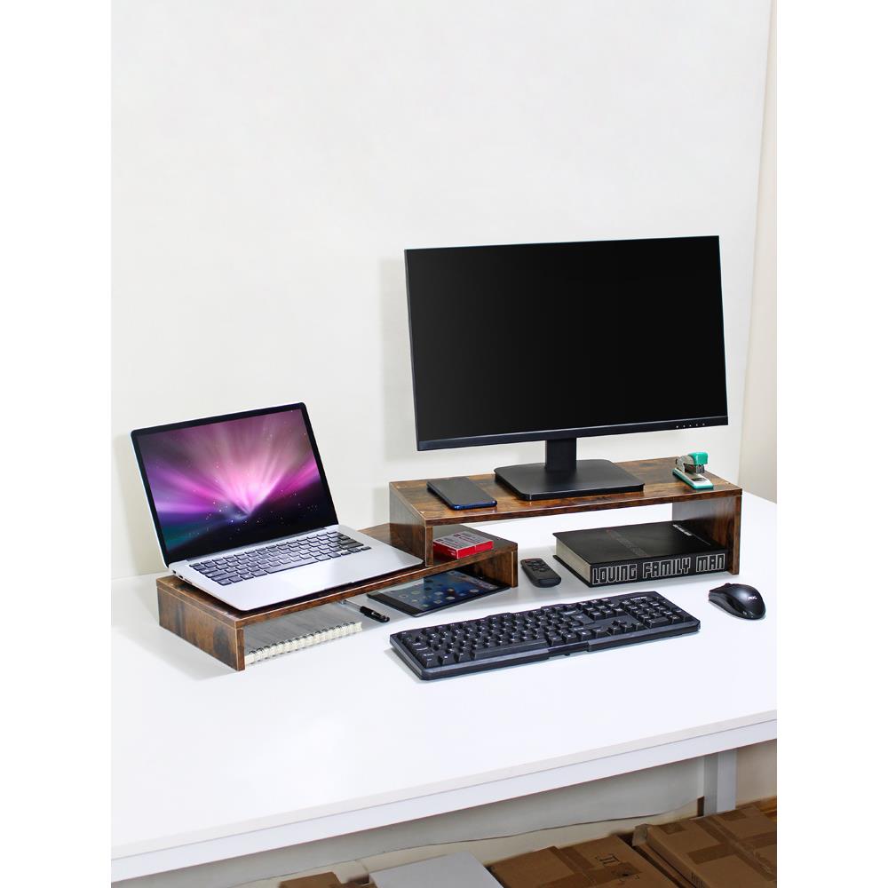 WBZ7电脑显示器增高底座可伸缩双层架加长24宽桌上收纳笔记本木质