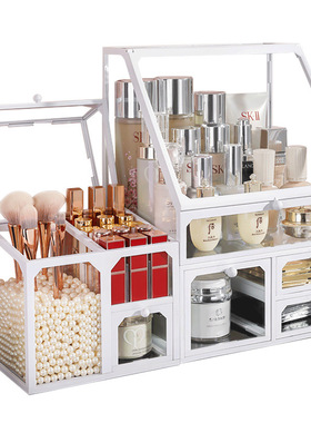 黑色简约玻璃首饰盒女生少女装饰摆件梳妆台化妆品收纳盒生日礼物