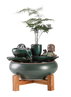 创意小型客厅流水喷泉生财摆件循环水办公桌面鱼缸装饰乔迁送礼品